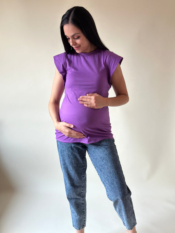 Blusa de maternidad con hombrera •Violeta•
