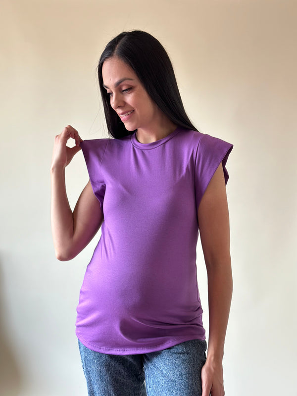 Blusa de maternidad con hombrera •Violeta•