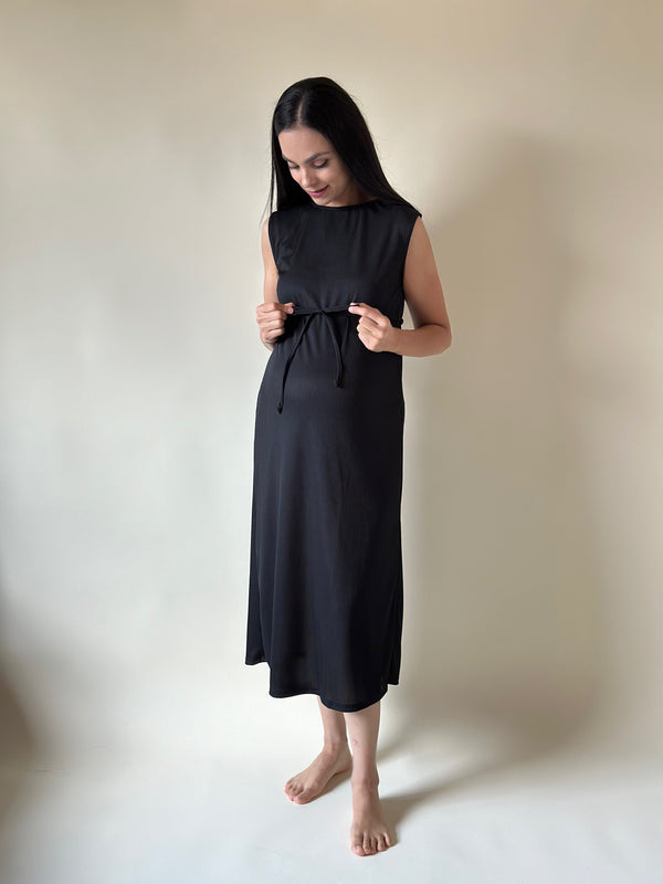 Vestido de maternidad y lactancia •Negro•