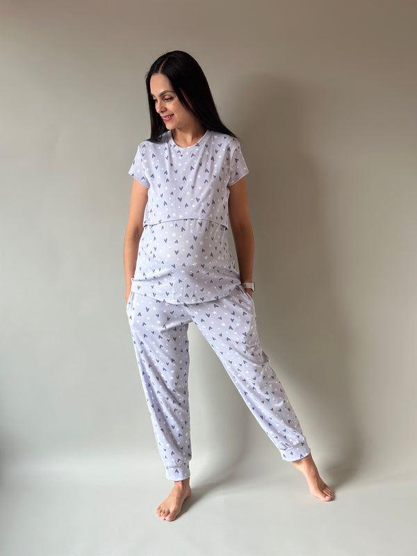 Pijama de maternidad y lactancia •Cora lila•