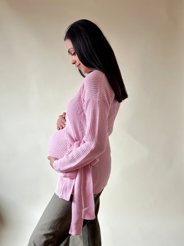 Suéter de maternidad envolvente •Baby pink•