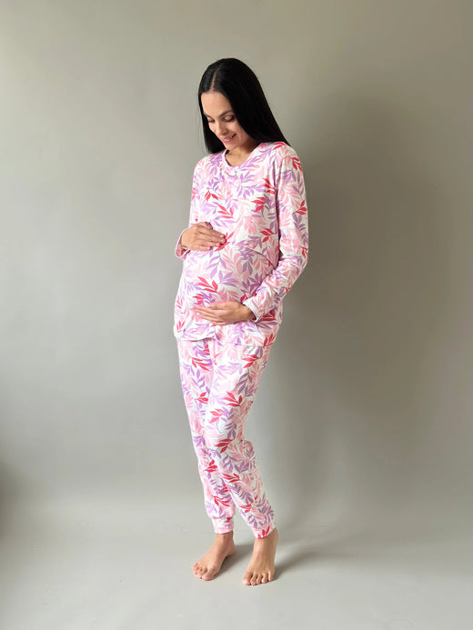 Pijama de maternidad y lactancia •Hoja mágica• SUPER SOFT