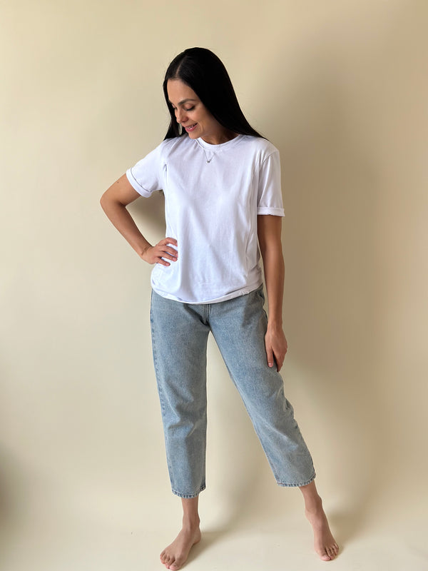 Playera de lactancia con CIERRE FRONTAL •Blanca•