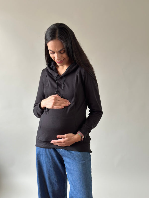 Sudadera de maternidad y lactancia •Negra•