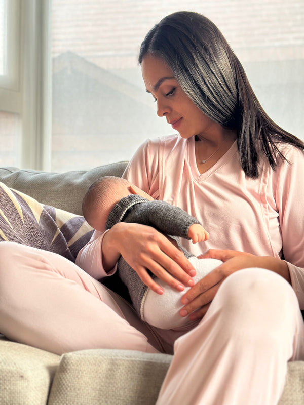 Pijama de maternidad y lactancia •Rosada• SUPER SOFT