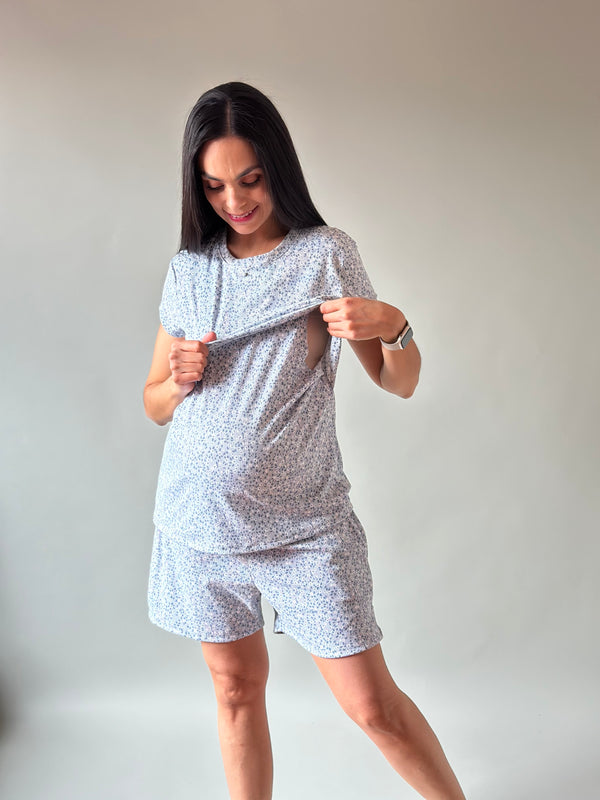 Pijama de short maternidad y lactancia •Mini Gris•