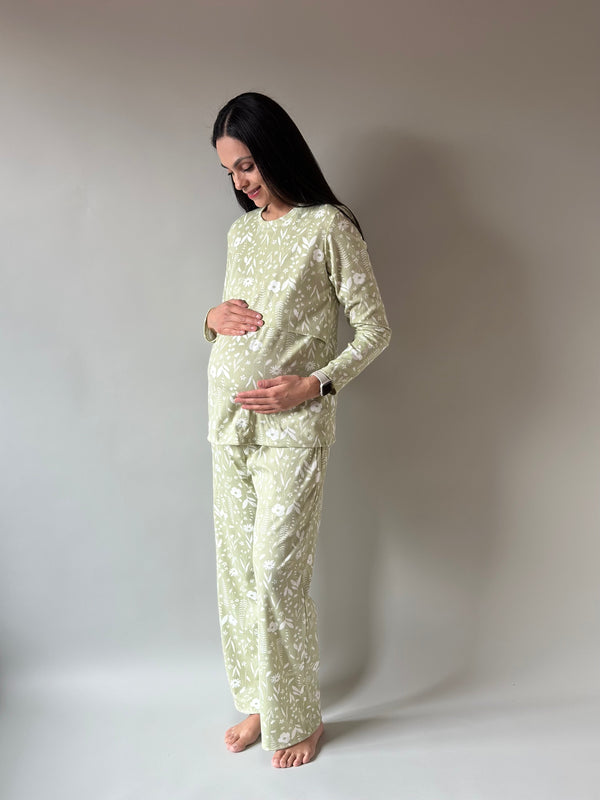 Pijama de maternidad y lactancia •Olivo•