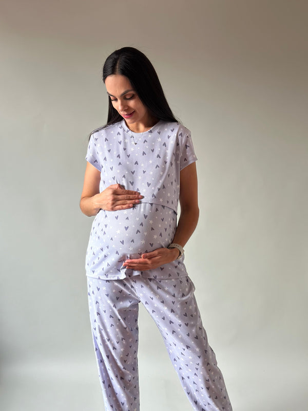 Pijama de maternidad y lactancia •Cora lila•