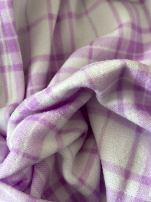 Pijama de mater y lact •Cuadros lila• FLEECE DELGADO