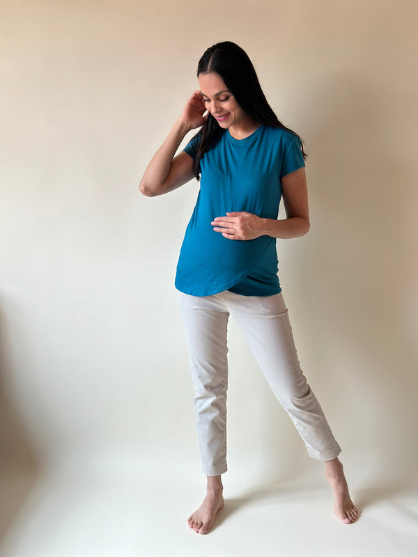 Blusa de maternidad y lactancia •azul petroleo• BASIC