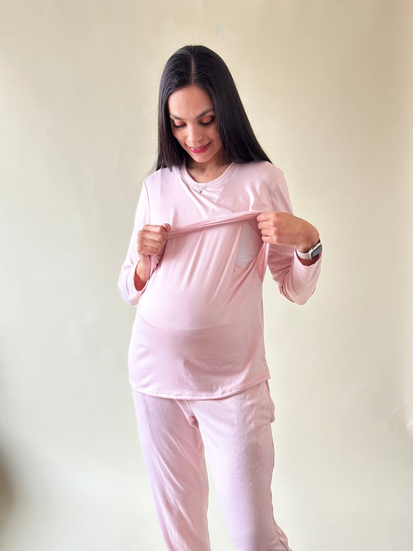 Pijama de maternidad y lactancia •Palo de rosa• SUPER SOFT
