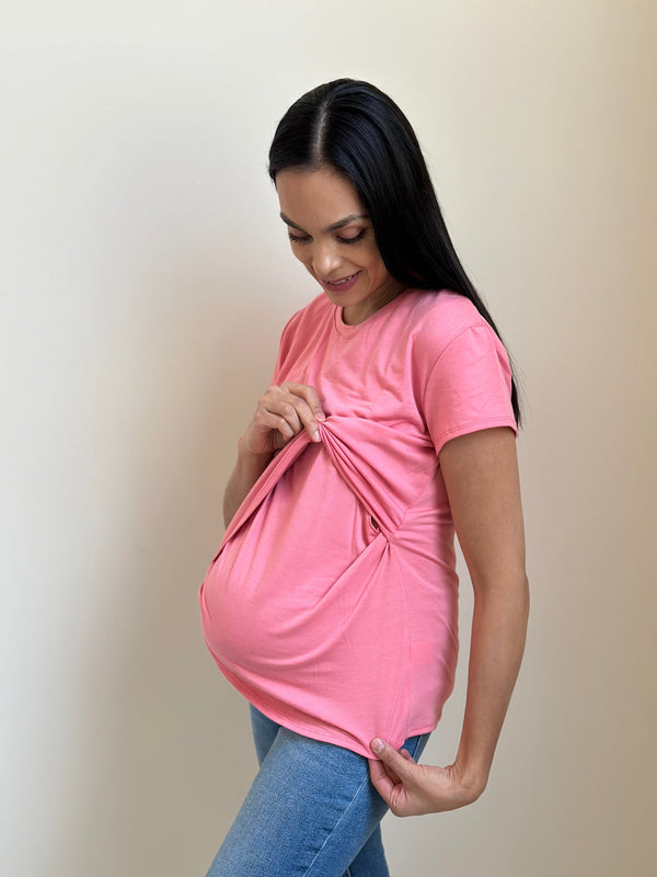 Blusa de maternidad y lactancia •Coral• BASIC