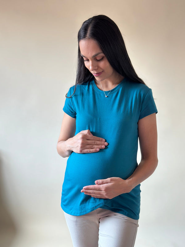 Blusa de maternidad y lactancia •azul petroleo• BASIC