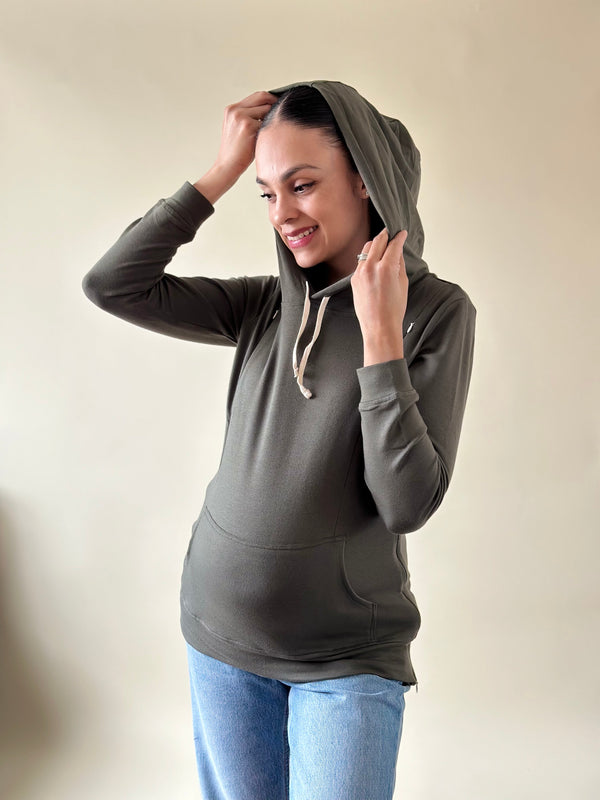Sudadera de maternidad y lactancia •verde militar•