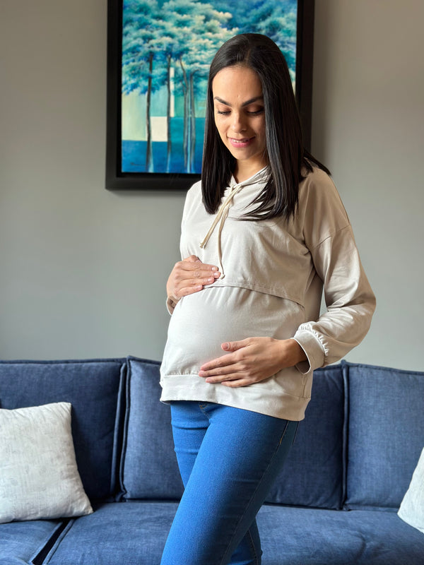 Sudadera de maternidad y lactancia LIGERA •Arena•