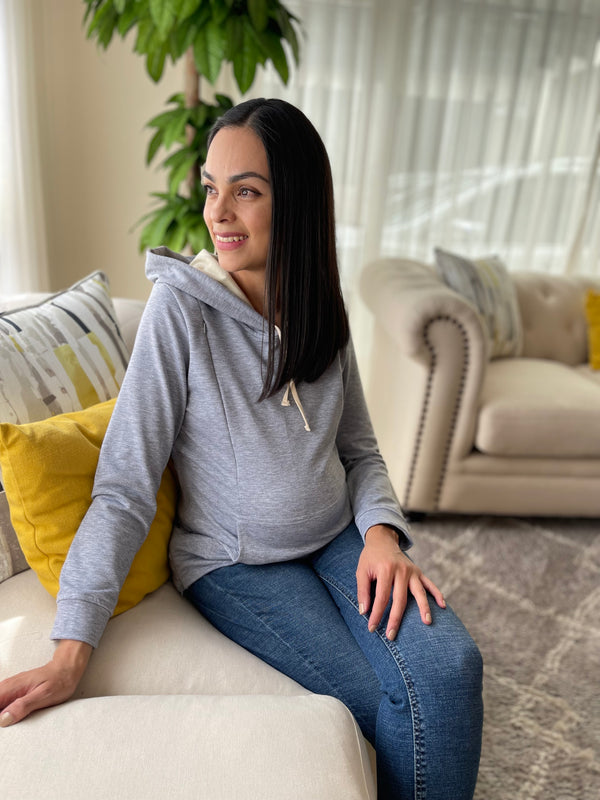 Sudadera de maternidad y lactancia •Gris jaspe•