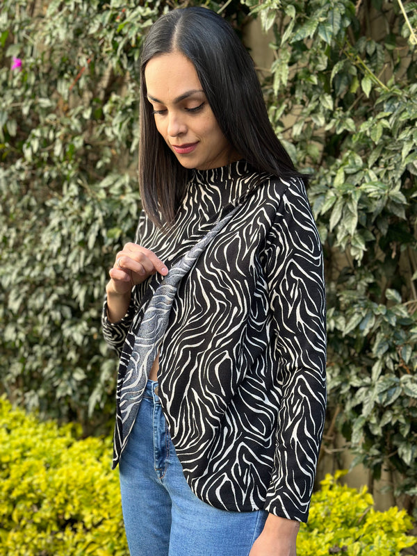 Suéter de lactancia •Dark zebra•