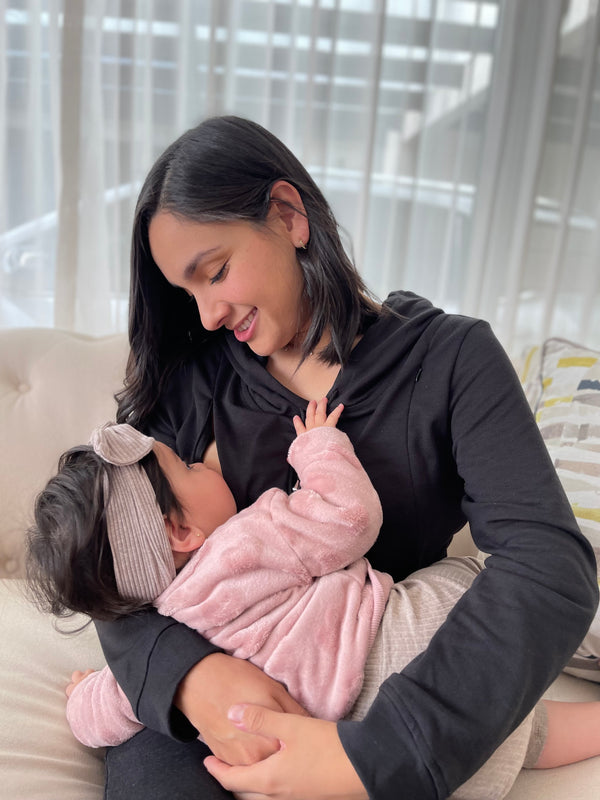Sudadera de maternidad y lactancia •Negra•