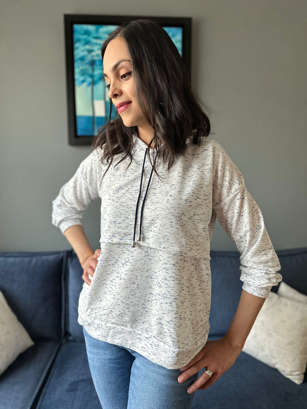 Sudadera de maternidad y lactancia LIGERA •Azul jaspe•