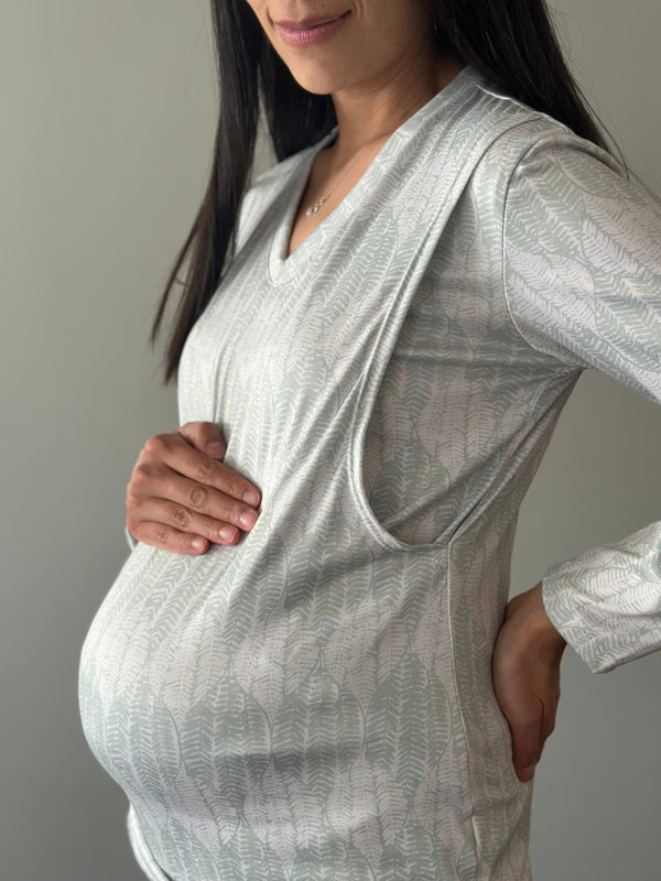 Pijama de maternidad y lactancia •Espiga verde• SUPER SOFT