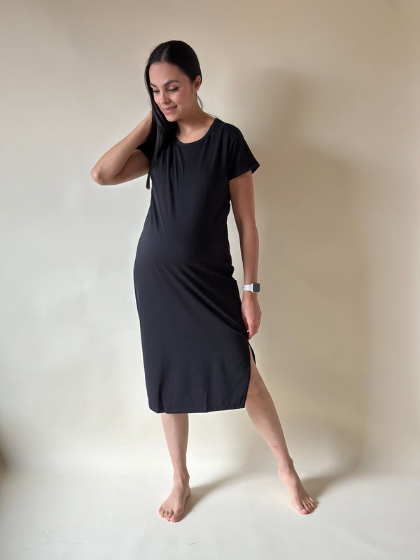 Vestido básico de maternidad •Negro•