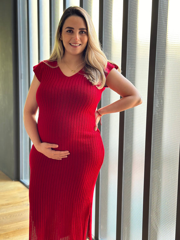 Vestido de maternidad midi •tinto•