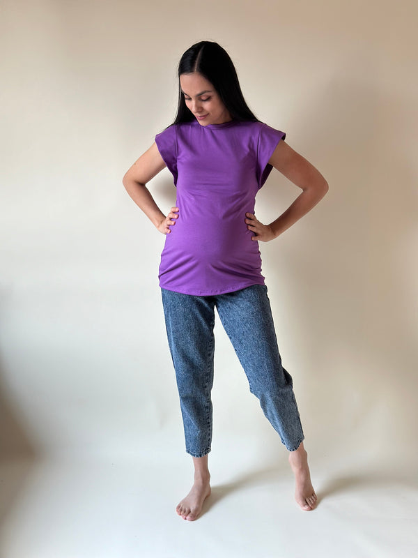 Blusa de maternidad con hombrera •Violeta•