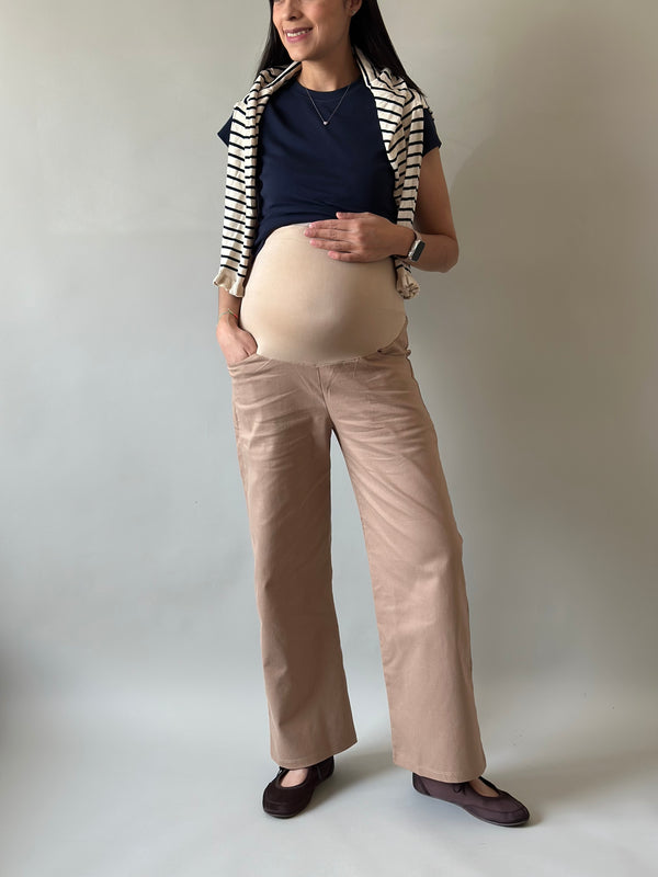 Pantalón pierna amplia •Caramelo• GABARDINA