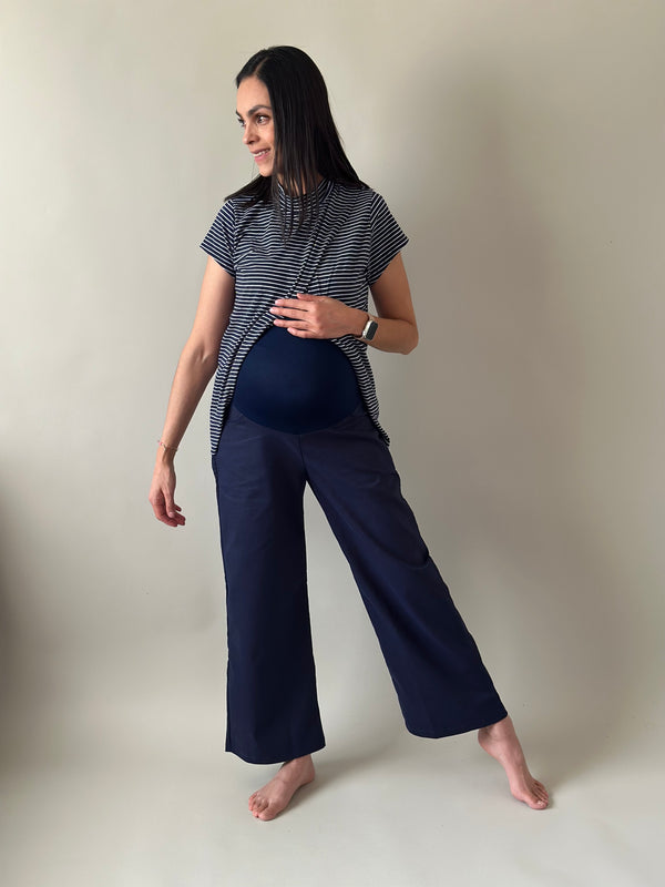 Pantalón pierna amplia •Azul marino• GABARDINA