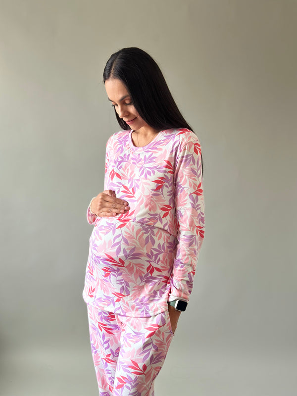 Pijama de maternidad y lactancia •Hoja mágica• SUPER SOFT