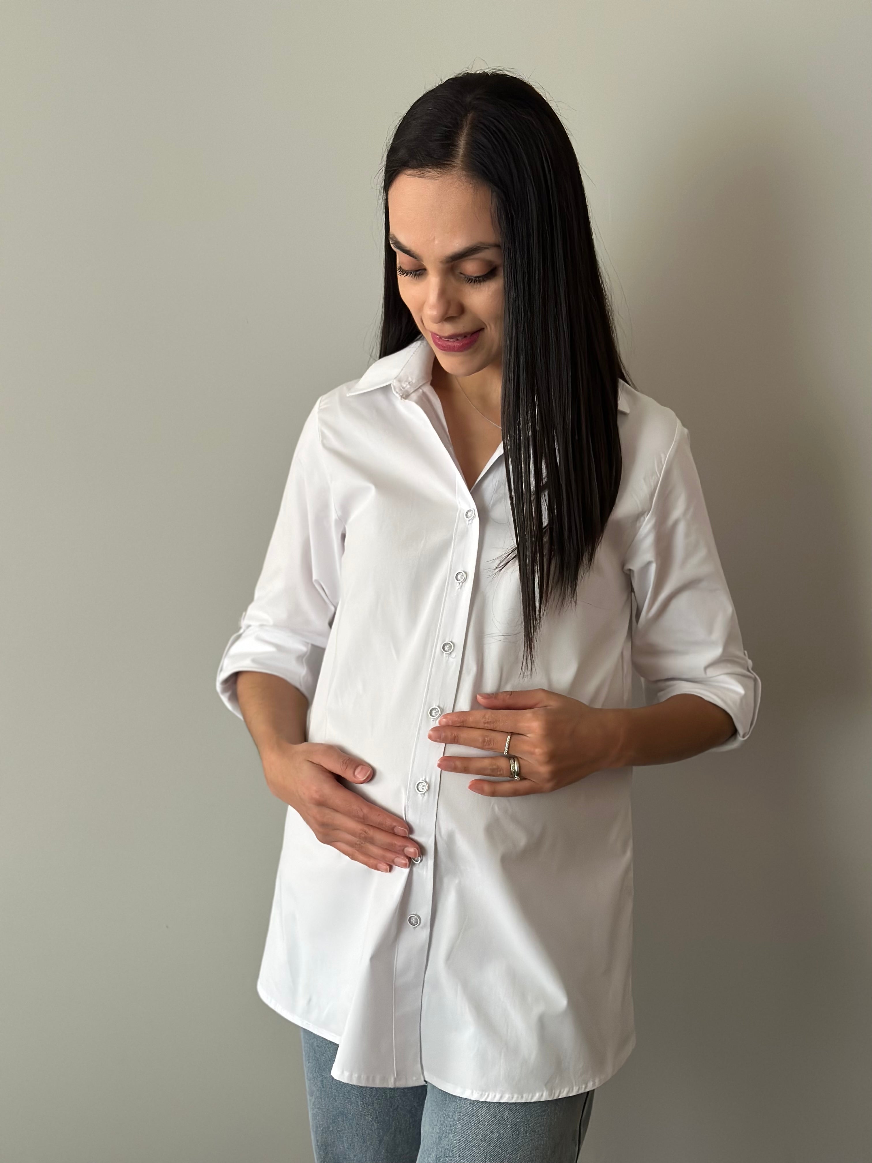 Camisa blanca de maternidad •Basic blanca• – La barriguita de mamá