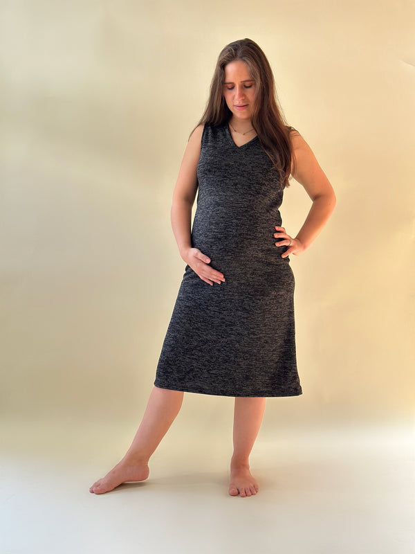 Vestido de maternidad y lactancia •Negro jaspe•