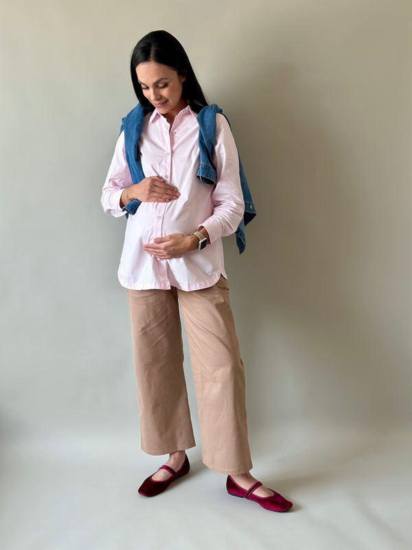 Camisa con abertura de maternidad y lactancia •Rosa•