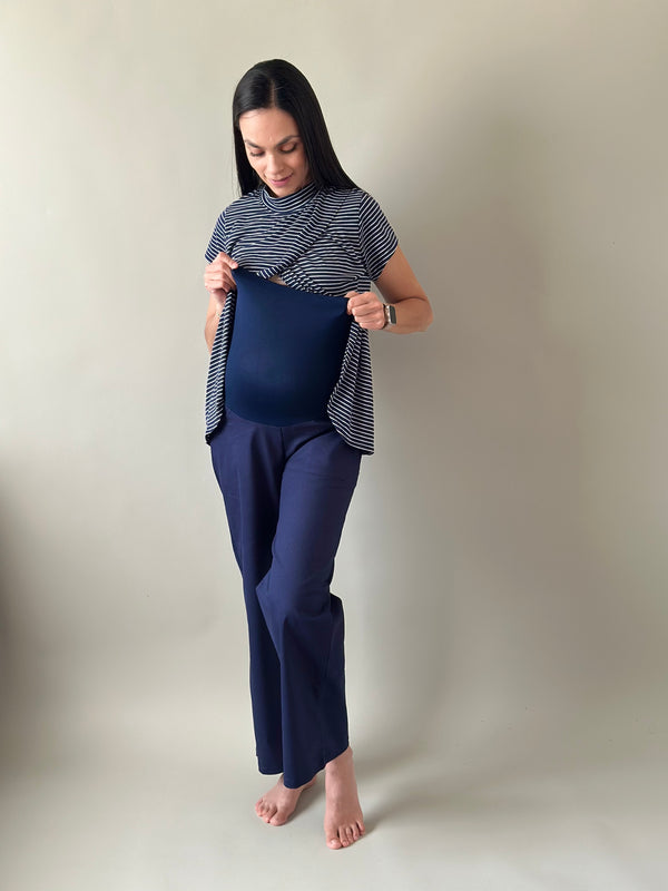 Pantalón pierna amplia •Azul marino• GABARDINA