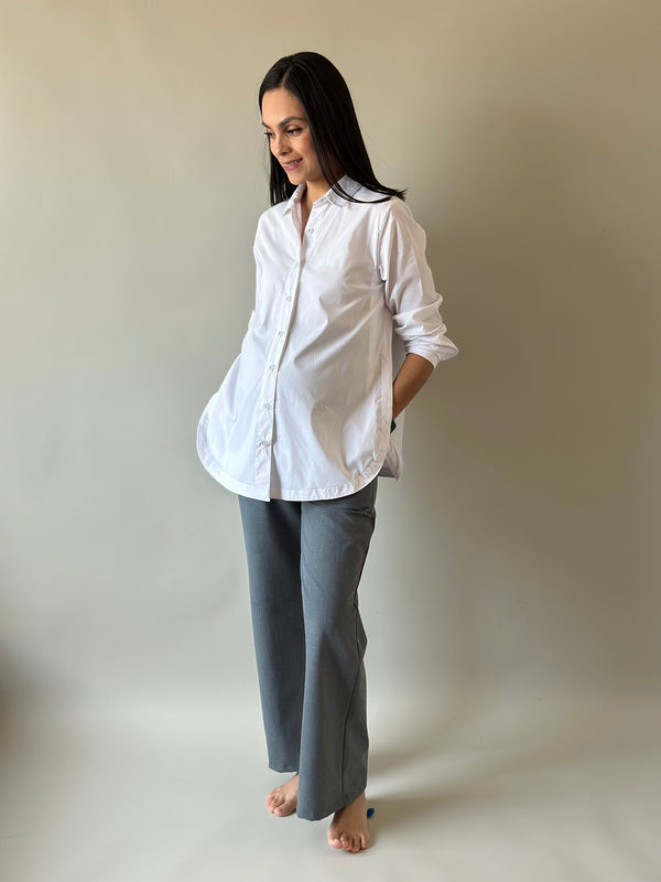 Pantalón pierna amplia •Gris•