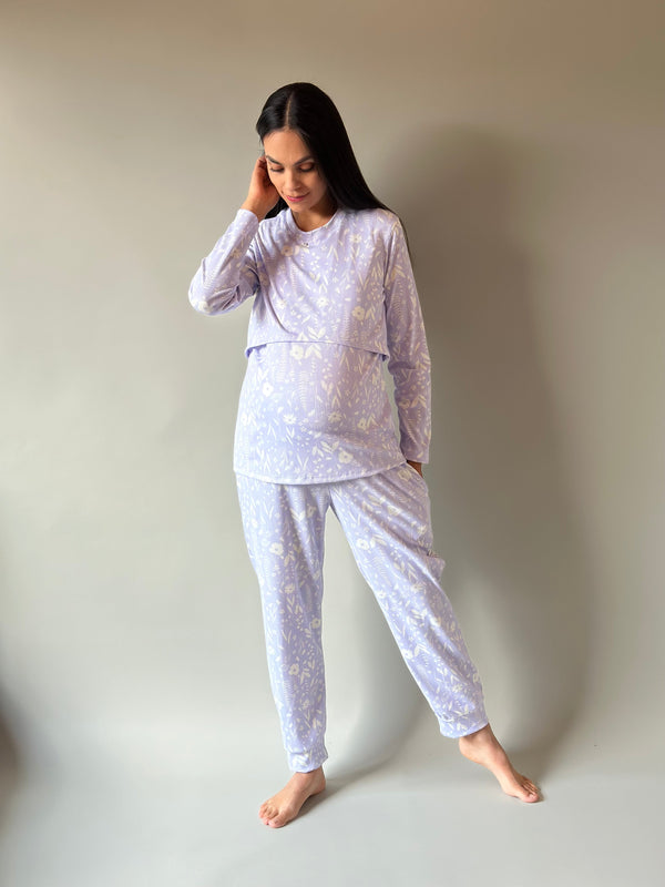 Pijama de maternidad y lactancia •Lavanda•