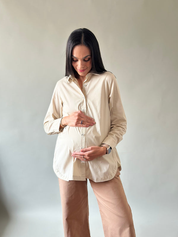 Camisa con abertura de maternidad y lactancia •Arena•