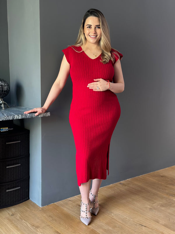 Vestido de maternidad midi •tinto•