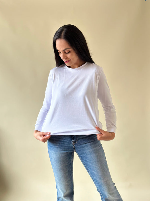 Playera manga larga básica •Blanca• RELAXED FIT