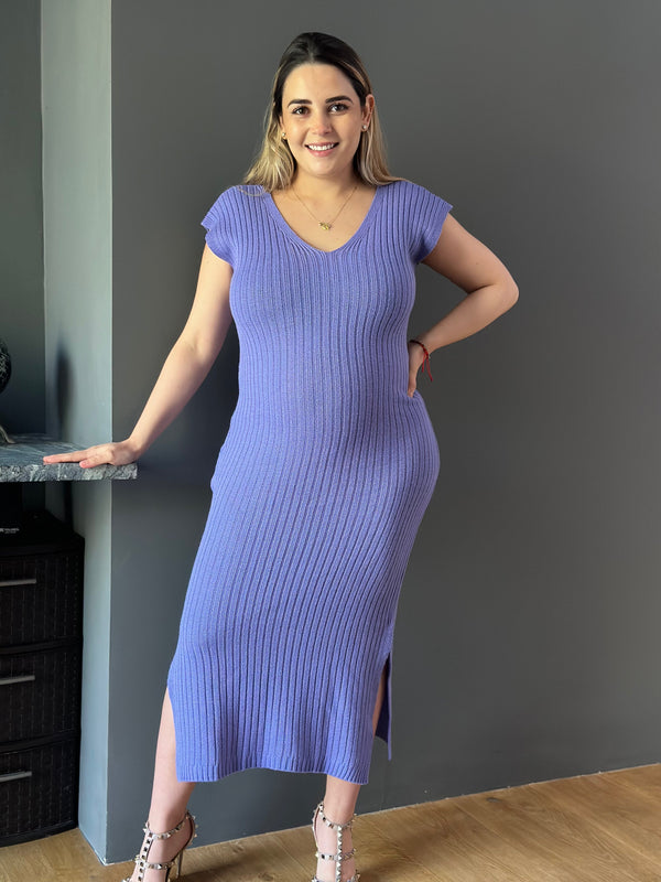Vestido de maternidad midi •azul Lila•