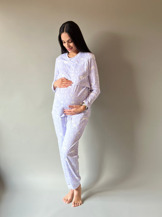 Pijama de maternidad y lactancia •Lavanda•