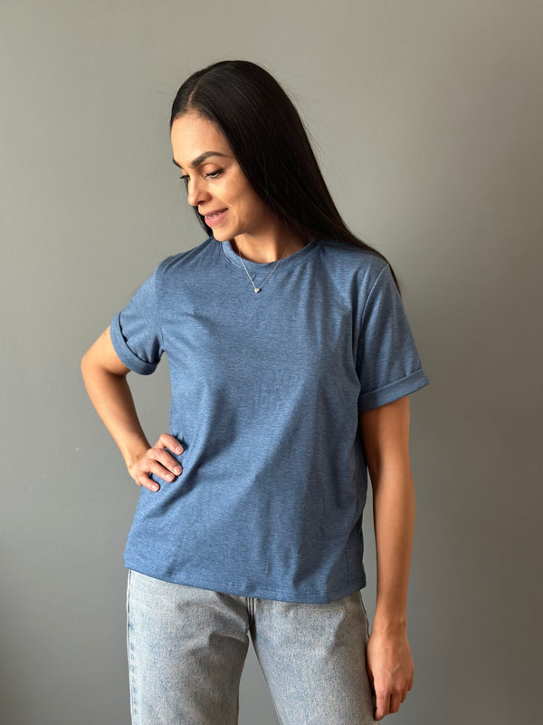 Playera de lactancia básica •Azul demin•