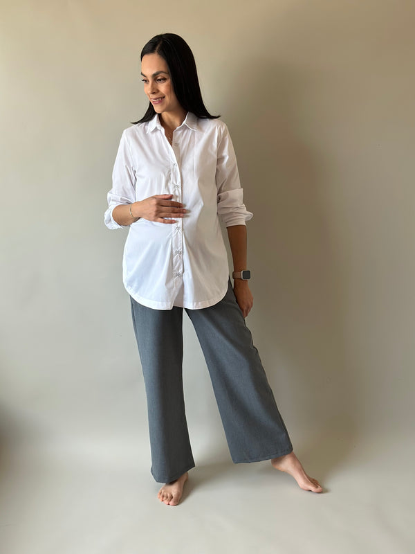 Pantalón pierna amplia •Gris•