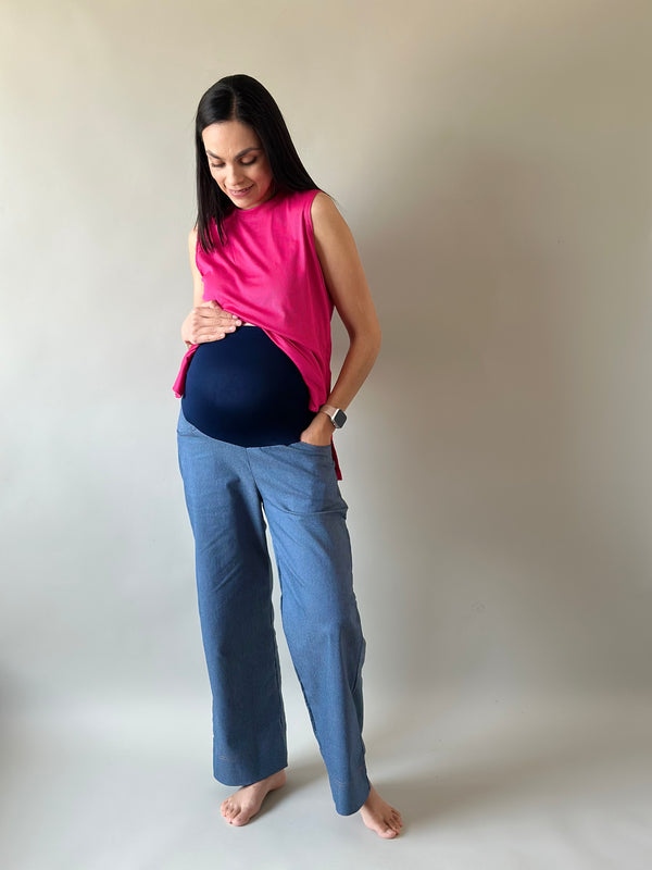 Pantalón pierna amplia •Demin•