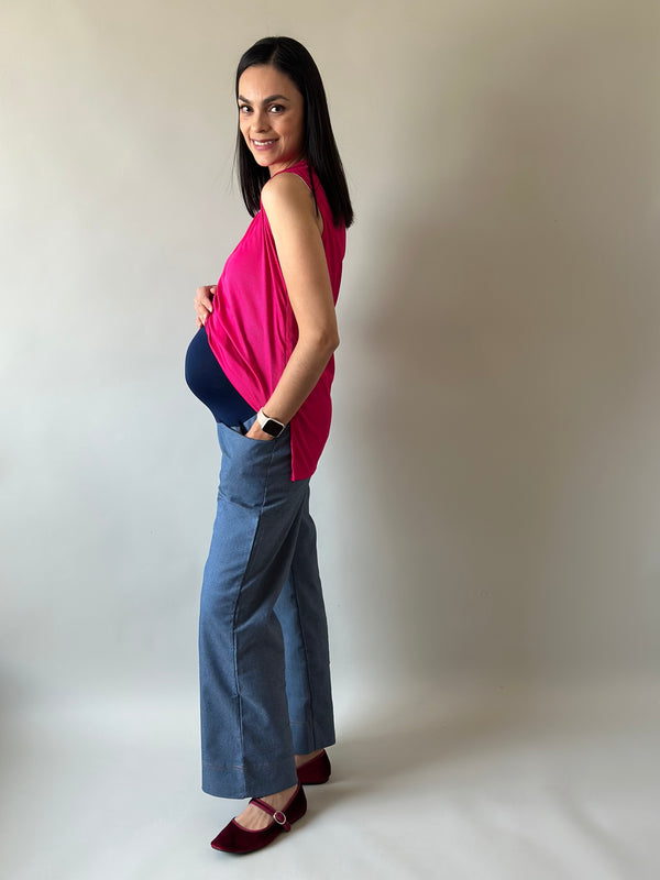 Pantalón pierna amplia •Demin•