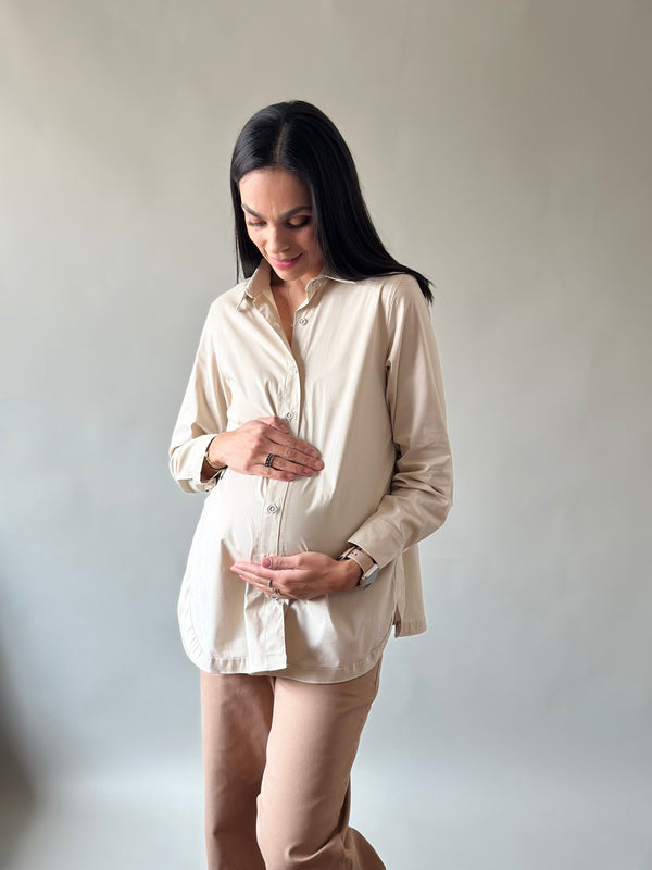 Camisa con abertura de maternidad y lactancia •Arena•