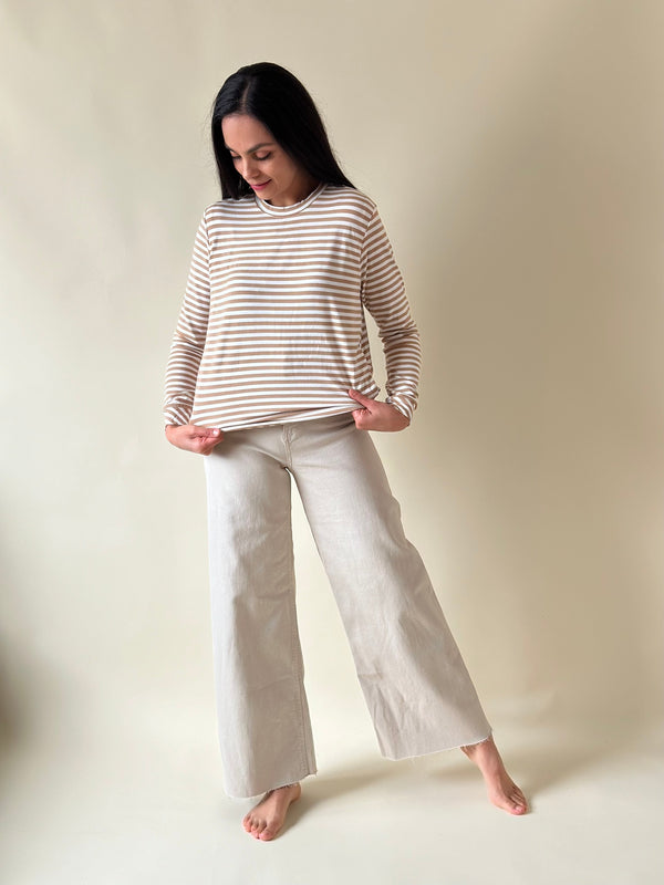 Blusa de maternidad y lactancia •Rayas arena•