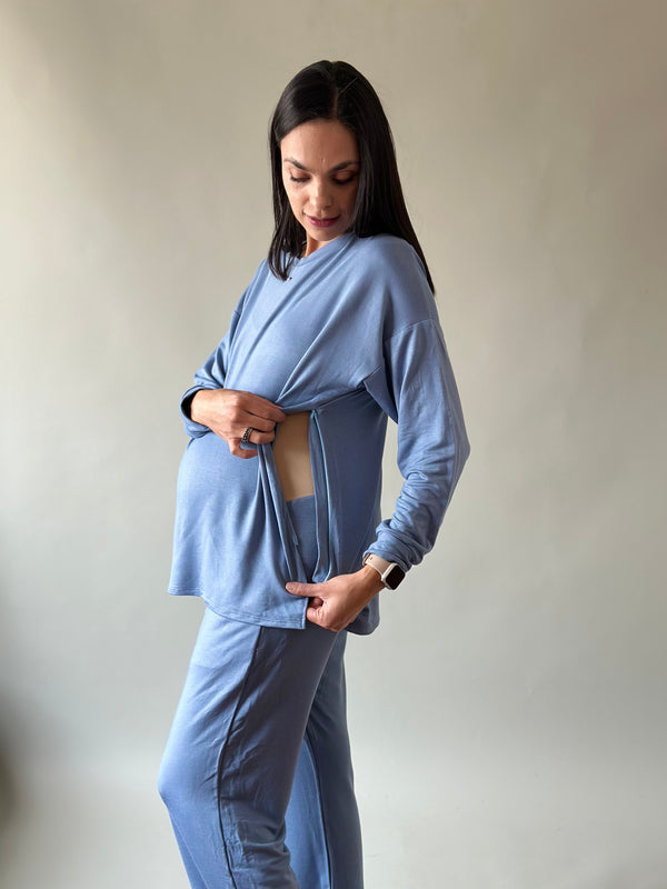 Pants de embarazo y lactancia •Azul• RELAX
