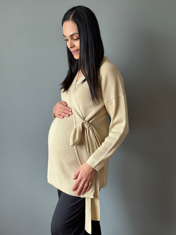Suéter de maternidad envolvente  •Avena•