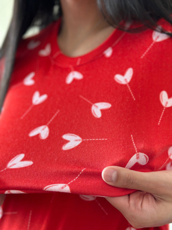 Pijama de mater y lact •Valentines Red • SUPER SOFT